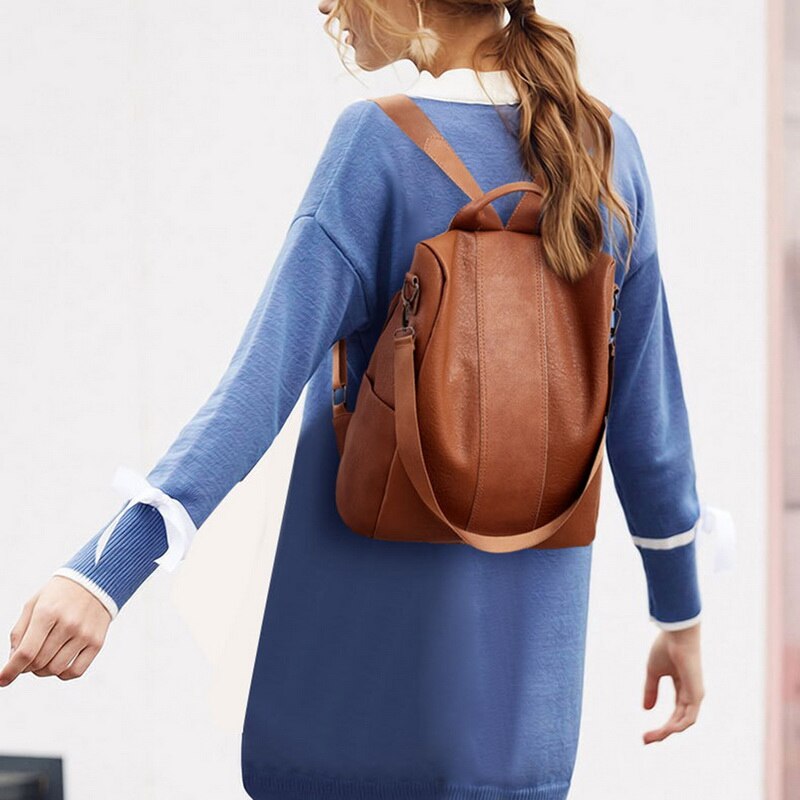 ¡Novedad de ! Mochila de piel sintética para mujer, bonita Cartera horizontal a la , bolso de viaje, bolso de almacenamiento a la , mochilas para mujer