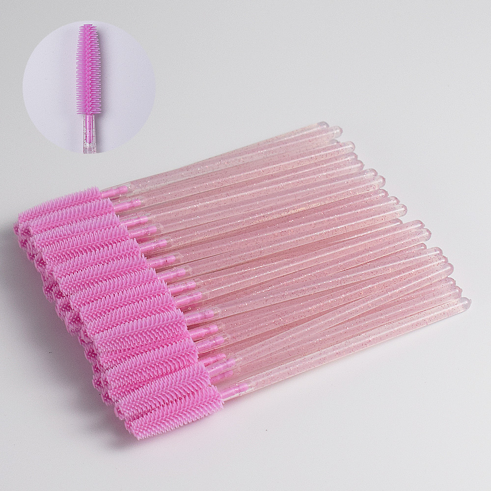 50 pestañas postizas cosméticas cepillo de pestañas de silicona repetido muchas veces alargamiento de pestañas femeninas herramienta de belleza: Naranja