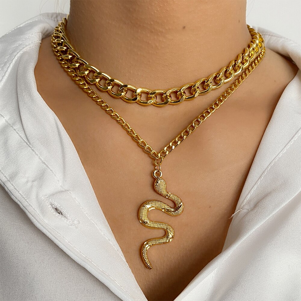 IPARAM Punk Gold Large Thick Chain Choker Necklace Female Geometric Gothic Geometric Chain Clavicle Necklace Jewelry: IPA0892-1