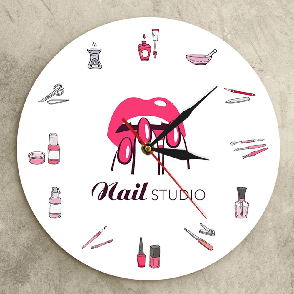 Reloj de pared para estudio de belleza de uñas, reloj de pared decorativo para salón de uñas, arte de pared de , idea de para Artista
