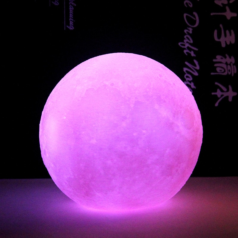 Moon Lamp 4 Color 3D LED White Blue Pink Yellow Night For Kids