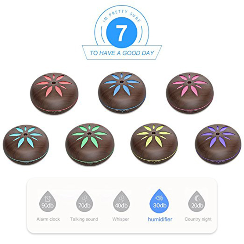 550ML APP Essentiële Olie Diffuser Aroma Luchtbevochtiger Met Houtnerf Afstandsbediening 7 Veranderende Kleuren LED Lamp Voor home Office