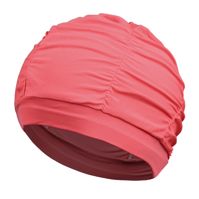 Kobiety czepek Unisex dziewczyna długie włosy czepki kąpielowe kapelusz Stretch Drape basen kąpielowy Sport elastyczny Nylon Turban dla kobiet: Dark Pink