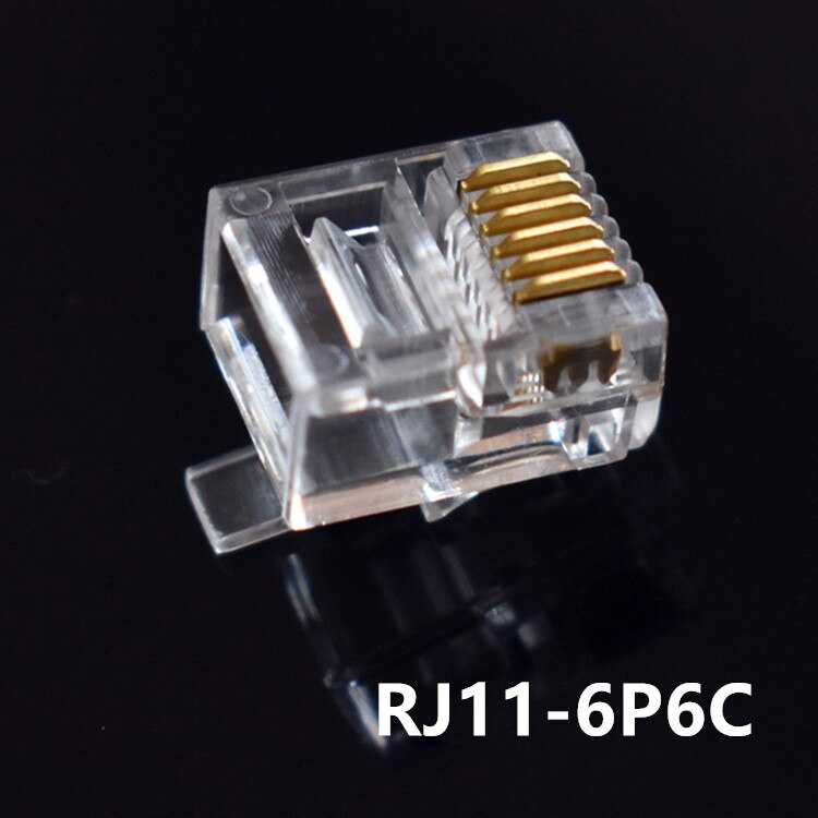 10Pcs RJ11 RJ45 6P2C 6P4C 6P6C 8P8C Telephone Internet Modular Plug Jack Network Connector: RJ11-6P6C
