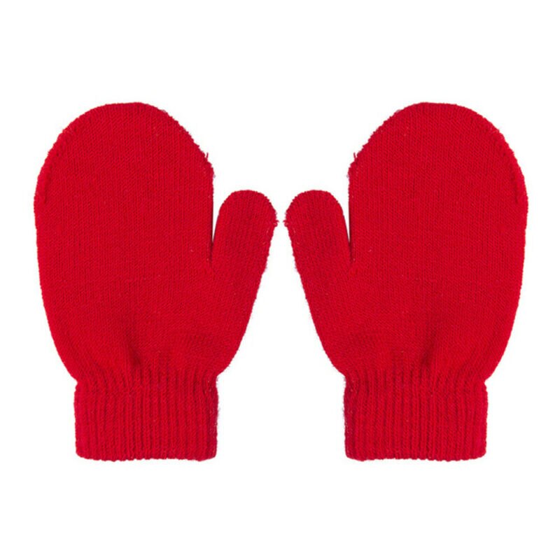 1 Pair Mittens Gloves Baby Toddler Boys Girls Winter Kids Cartoon Warm One Size Cotton Solid Cute Soft Snow Outside Accessories