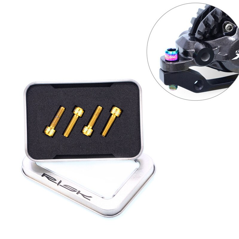 RISK 4pcs M6x16/18/20mm 4 Colors Titanium Alloy Bicycle Disc Brake Clamp Bolt Suit For SLX XT MTB Bike Device Fixed Screw Bolts