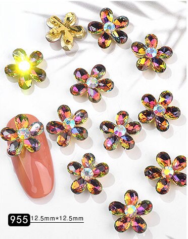 3D nail art Kleurrijke Bloem gems decoraties voor strass 3D DIY charms sieraden