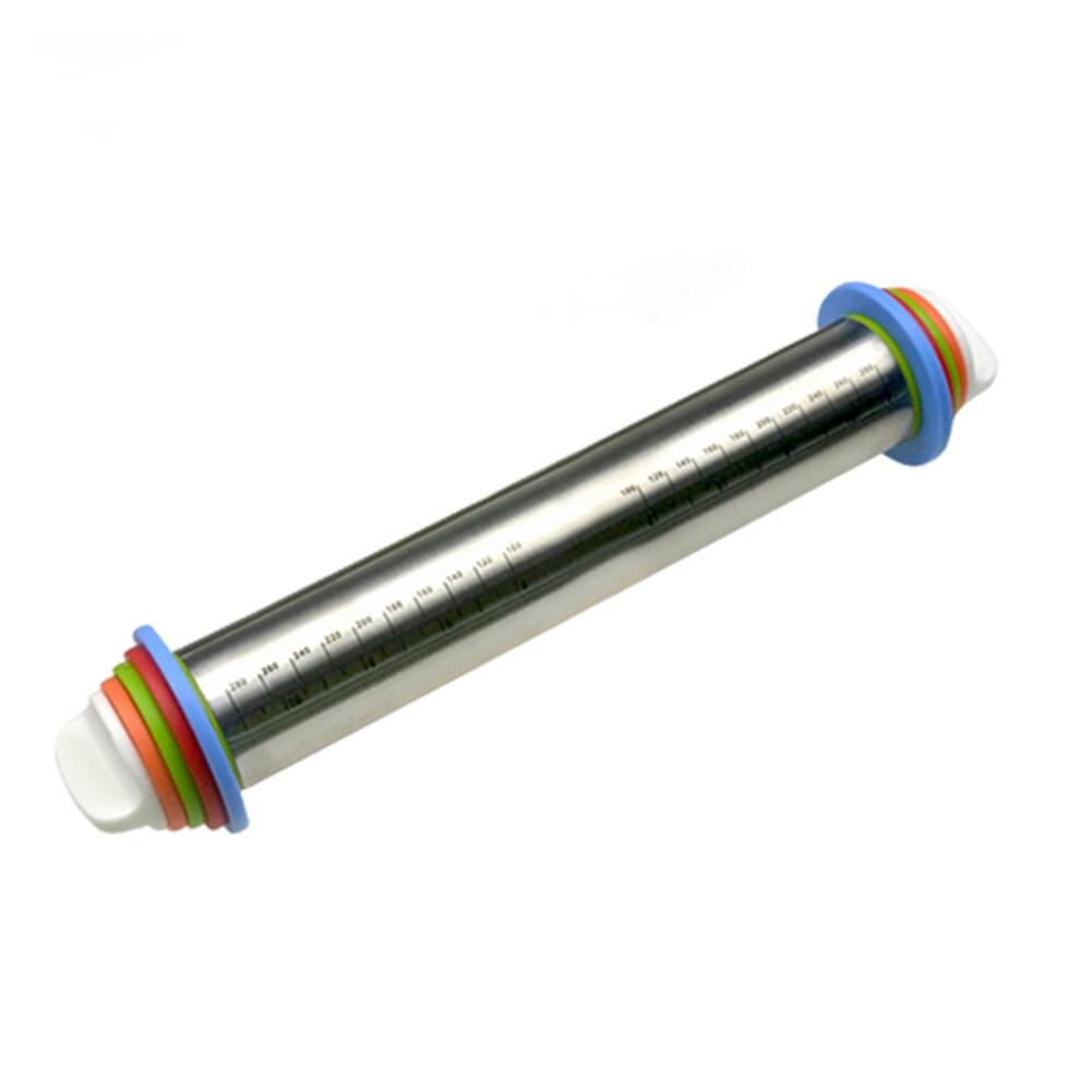 Roestvrij Roller Pin Met Schaal Meel Deeg Stok Verstelbare Verwijderbare Dikte Ringen Home Keuken Pizza Pie Baking Tool