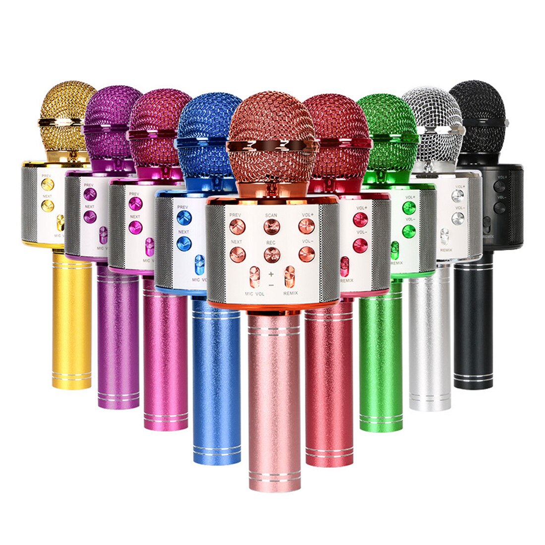 WS858 Senza Fili Bluetooth Microfono karaoke Microfono A Condensatore Professionale Microfono Radio studio di Registrazione Mic con la Luce del portato