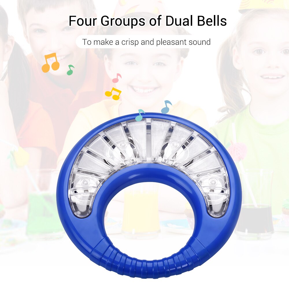 Plastic Mini Handbells Hand Tambourine Bells Handheld Toy Tambourines for Kids Rattle Percussion Musical Instruments Green