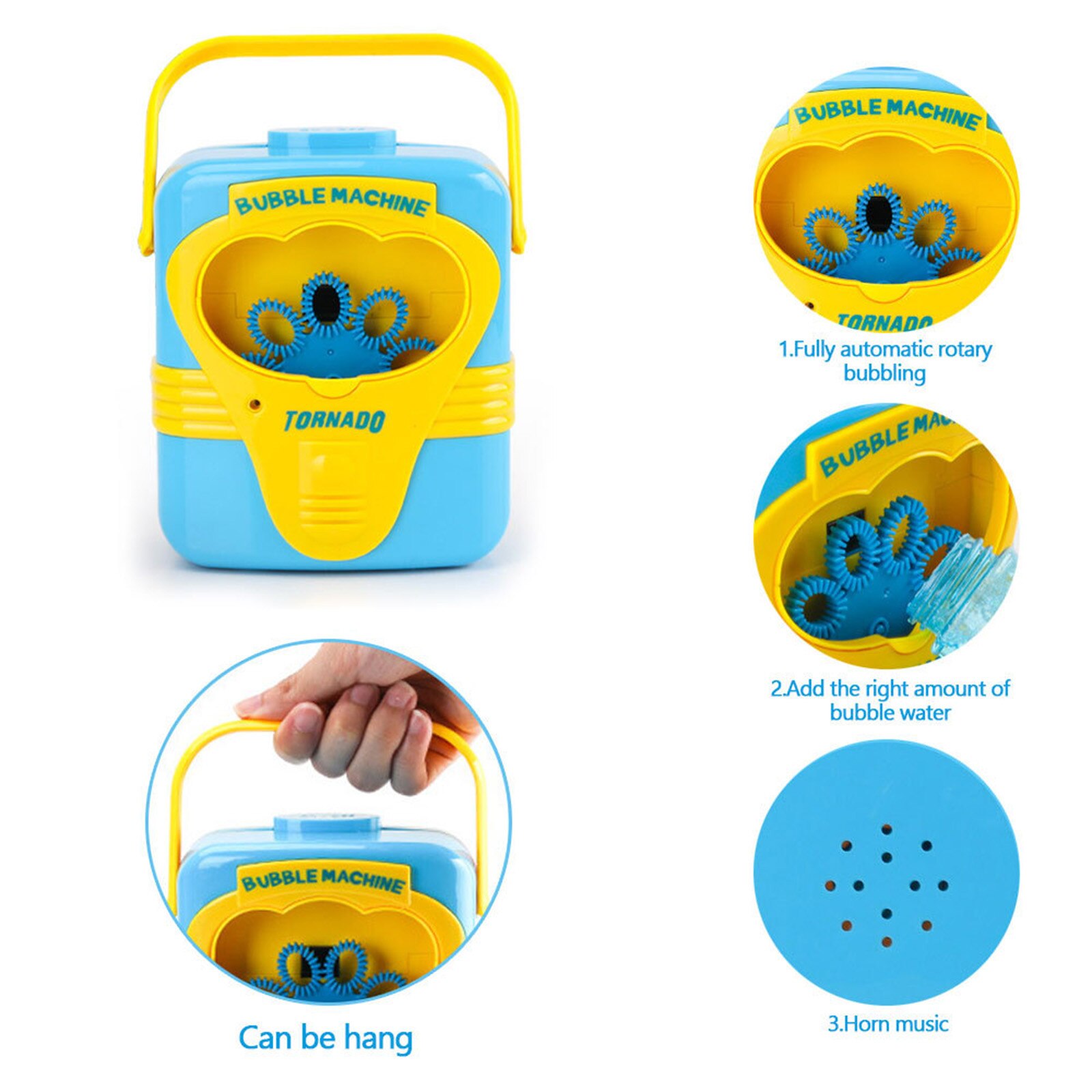 Draagbare Bellen Maker Machine Muziek Blower Bubble Speelgoed Met Gimlet Oplossing Bubble Machine Voor Kinderen Peuters Brinquedos