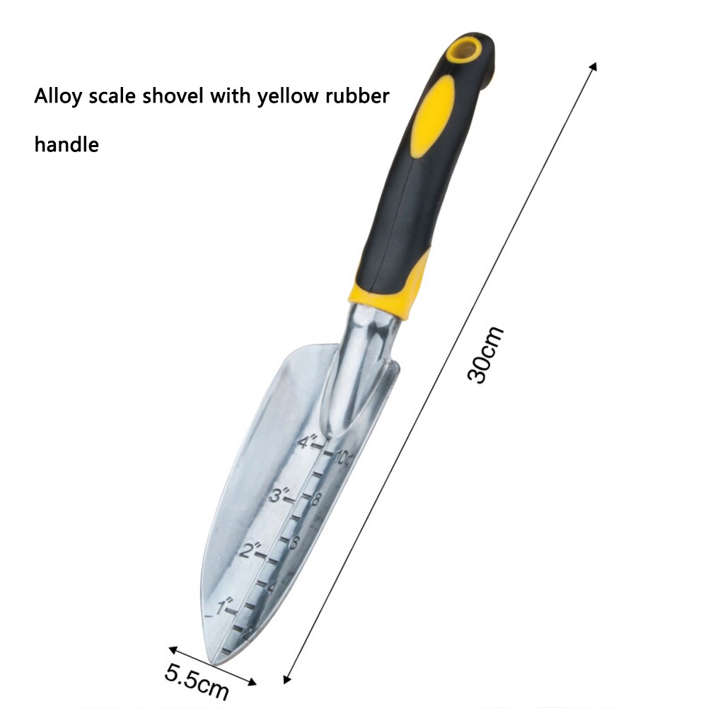 Garden Hand Tool Portable Garden Shovel Three-tooth Harrow Non-Slip Ergonomic Weeder Tool Multi-purpose Gardening Hand Tools: Shovel with scale