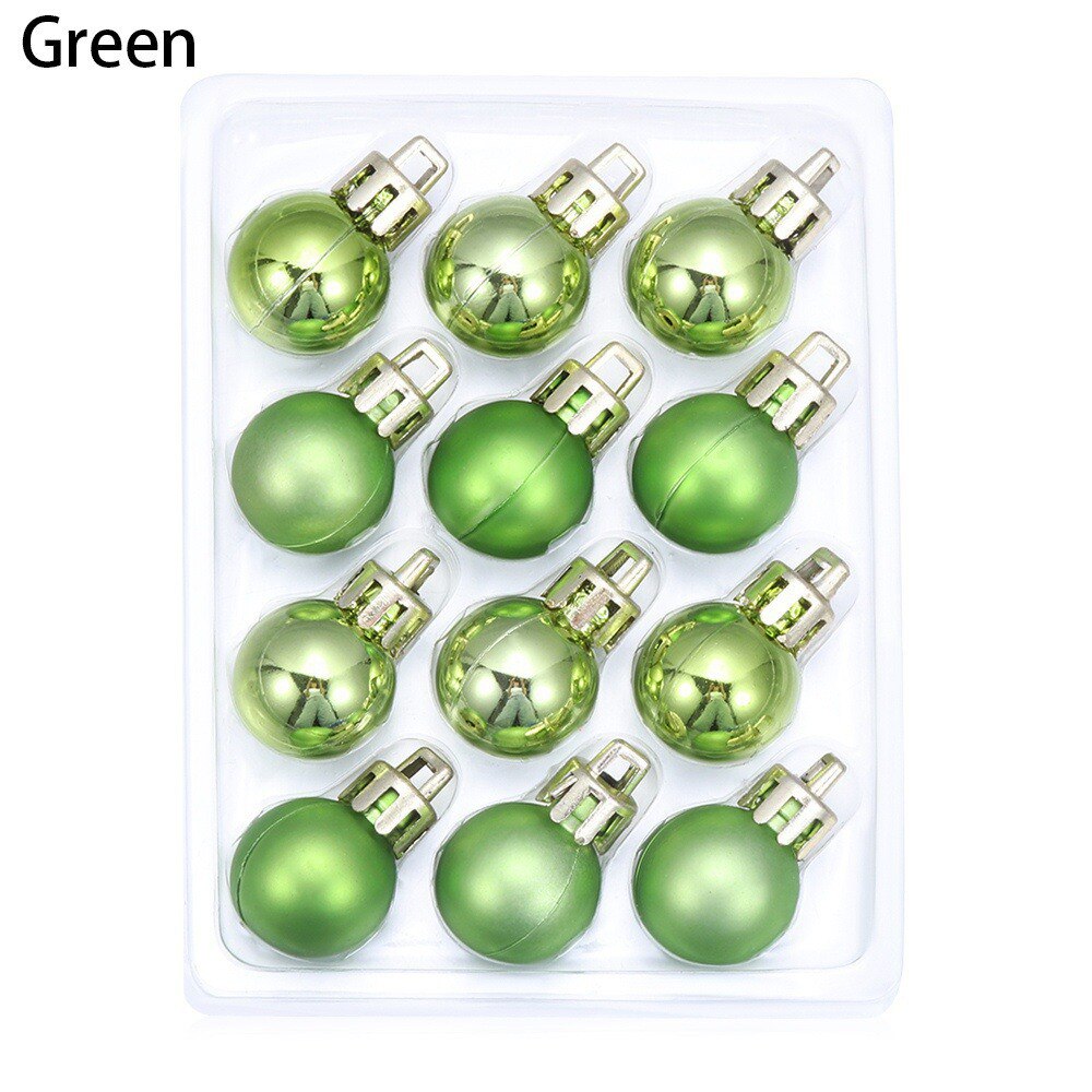 12Pcs 2cm Christmas Tree Decor Ball Bauble Xmas Party Hanging Pendant Ball Ornament for Year Christmas Home Tree Decor: Green