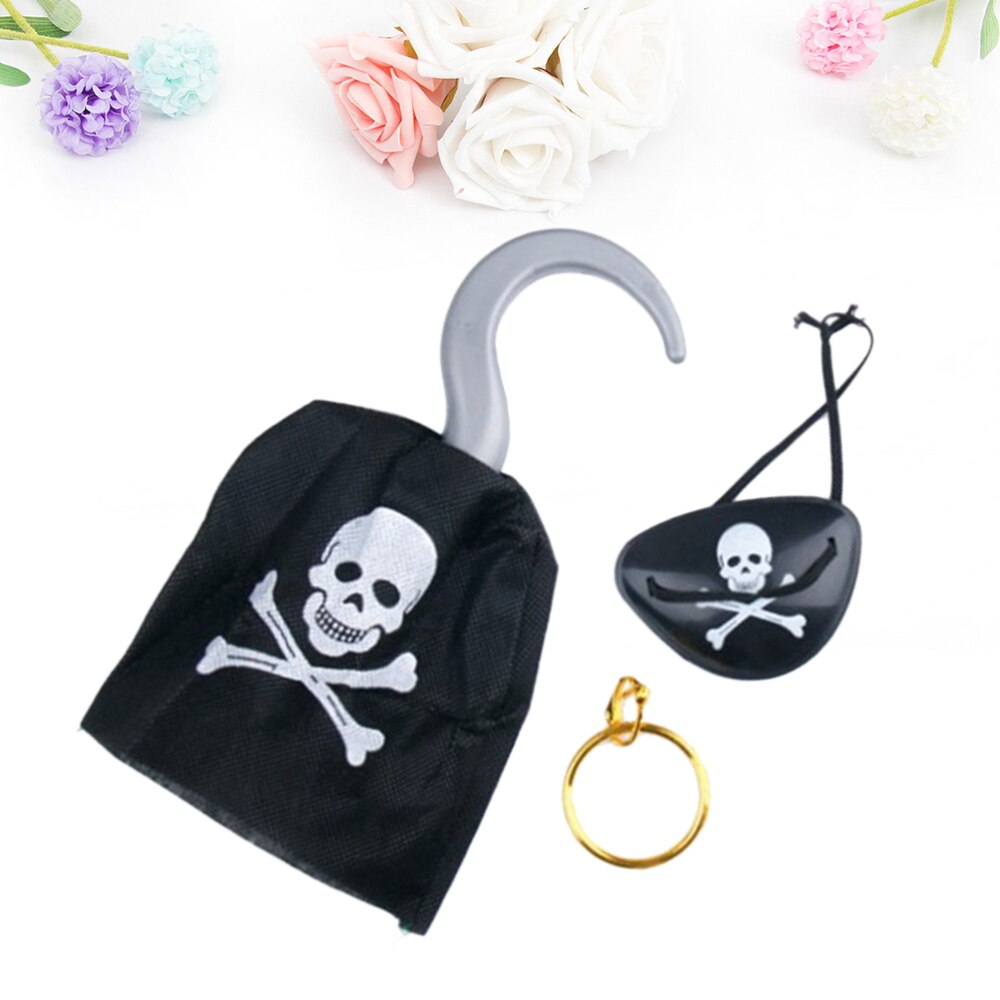 3pcs Pirate Costume Pirate Earring Pirate Accessory Eye Patches Prop Set Party Supplies for Halloween Party Performance Cosplay