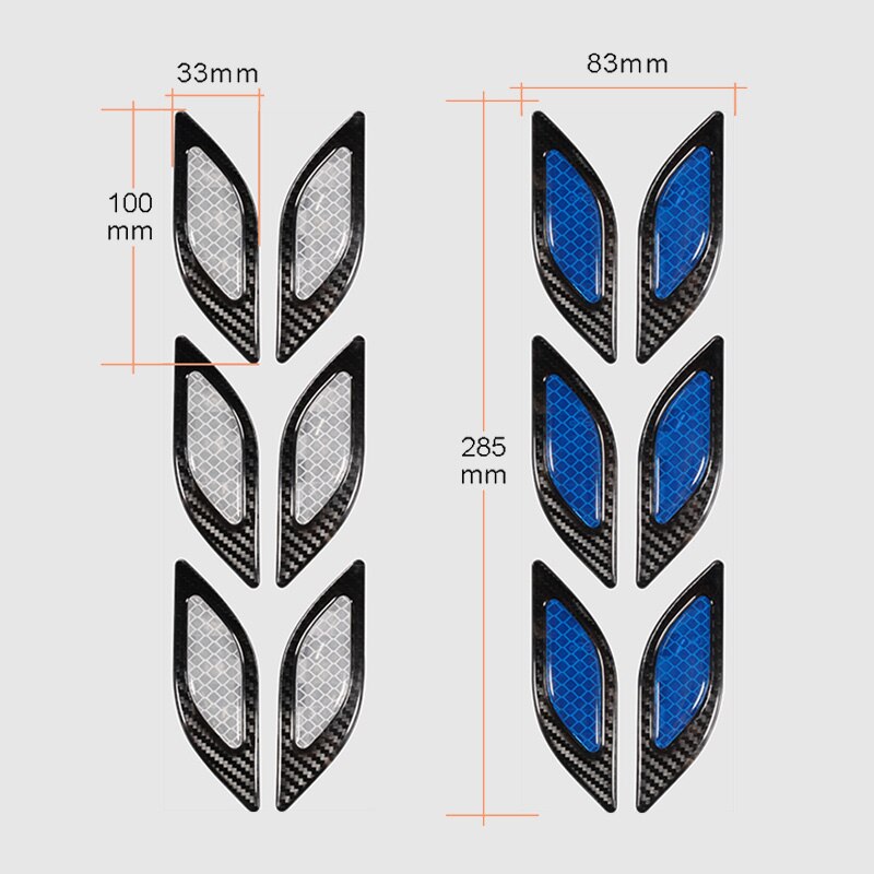 Carbon Fibers Car Sticker Reflective Anti-scratch Safety Mark Warning Stickers Auto 6pcs/set