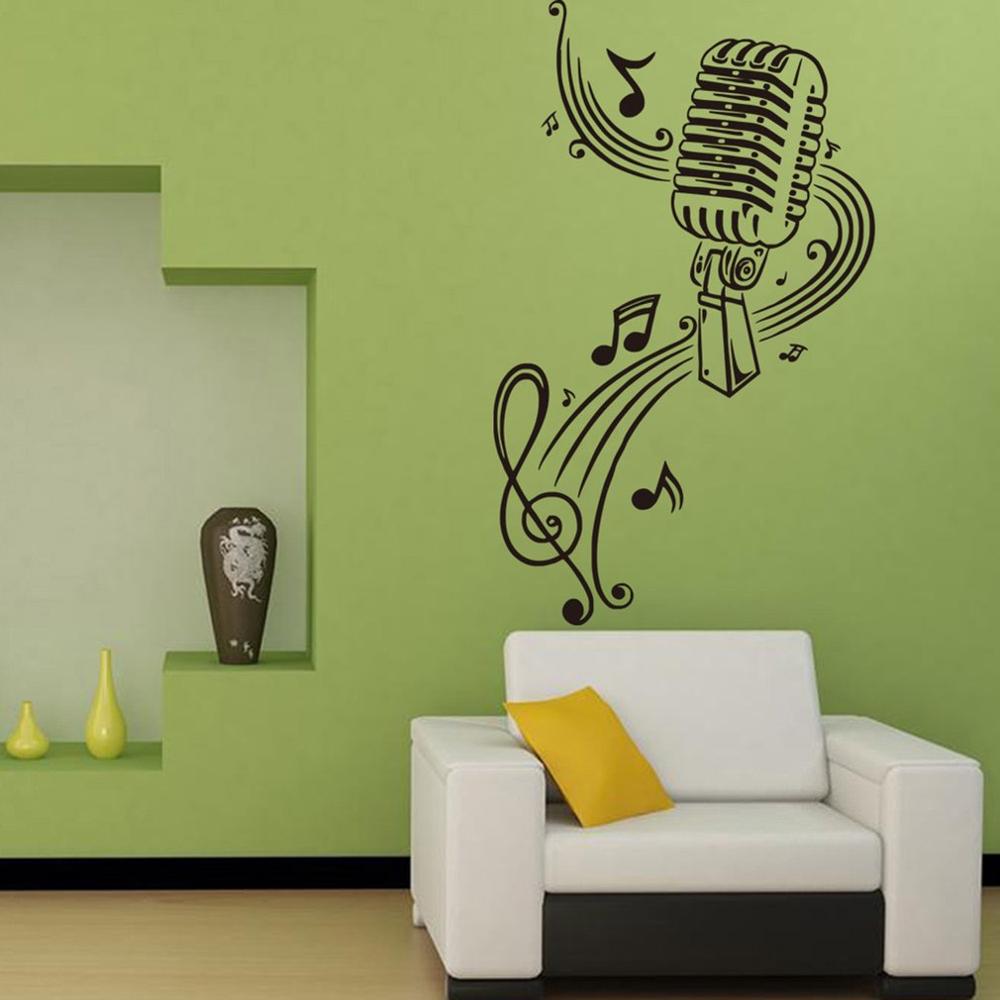 Mural Microphone note mural Room Music Notes Hair bar Wall Stickers home decor Kids Room DIY poster paper Wall Sticker