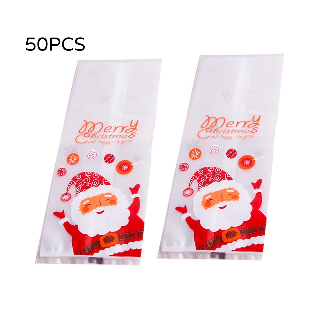 50/100 Pcs Kraft Paper Bag Envelope Biscuit Packaging Box White Christmas Toss Ball Santa Cookie Bag Flat Pocket Pastry Bag: 50pcs