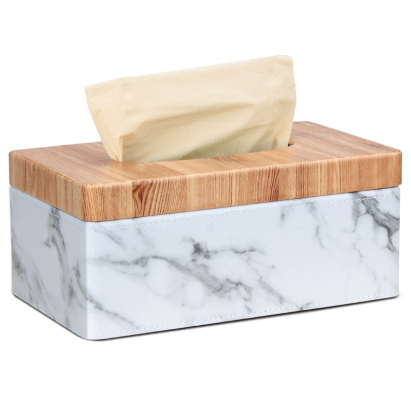 -Rechthoekige Marmeren Pu Facial Graan Tissue Box Cover Servet Houder Papieren Handdoek Dispenser Container Voor Thuis Office Decor: Default Title