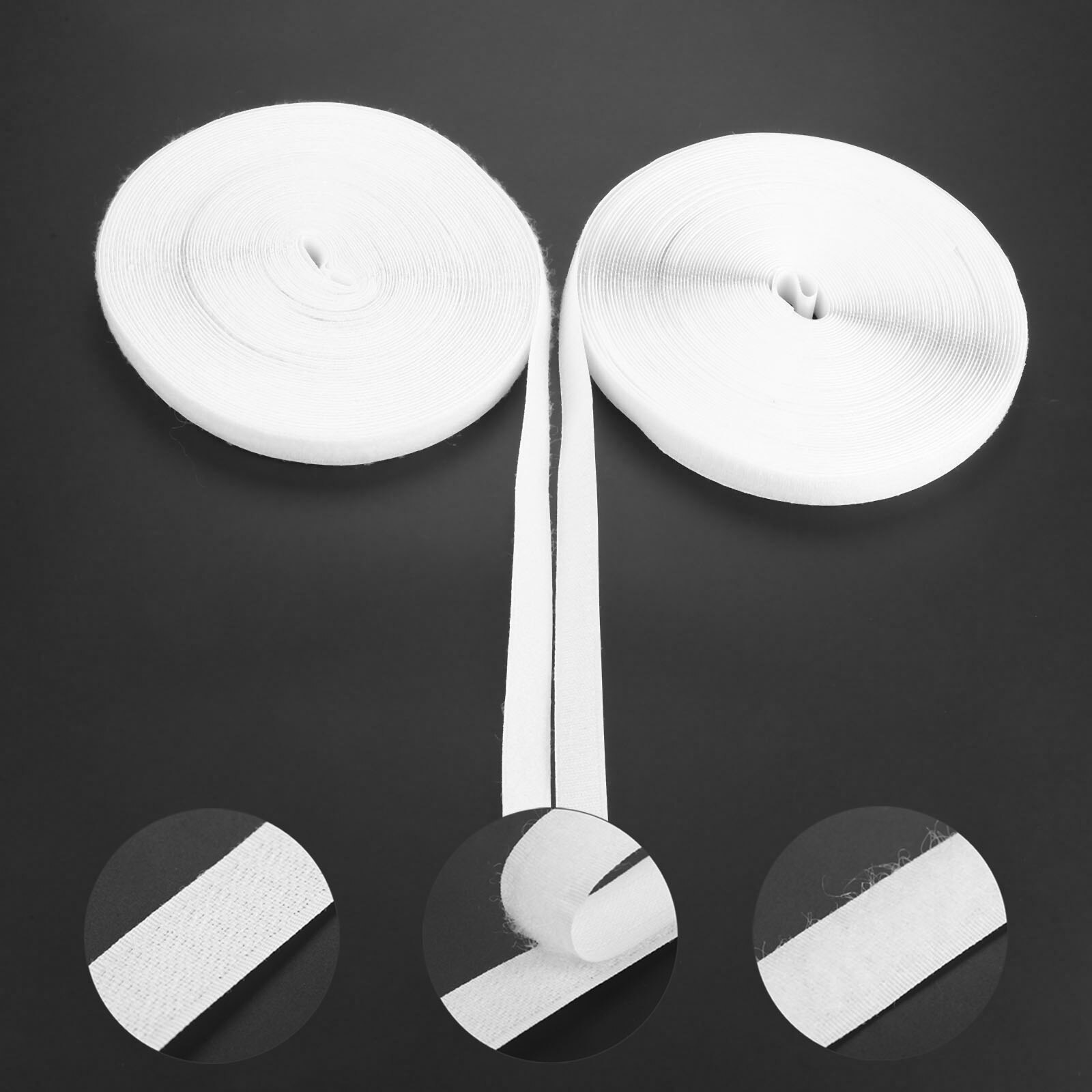 2pcs 25M Black White Hook and Loop Fastener Tape Magic Nylon Sticker Adhesive Loop Disks Velcros: 2.5cm white