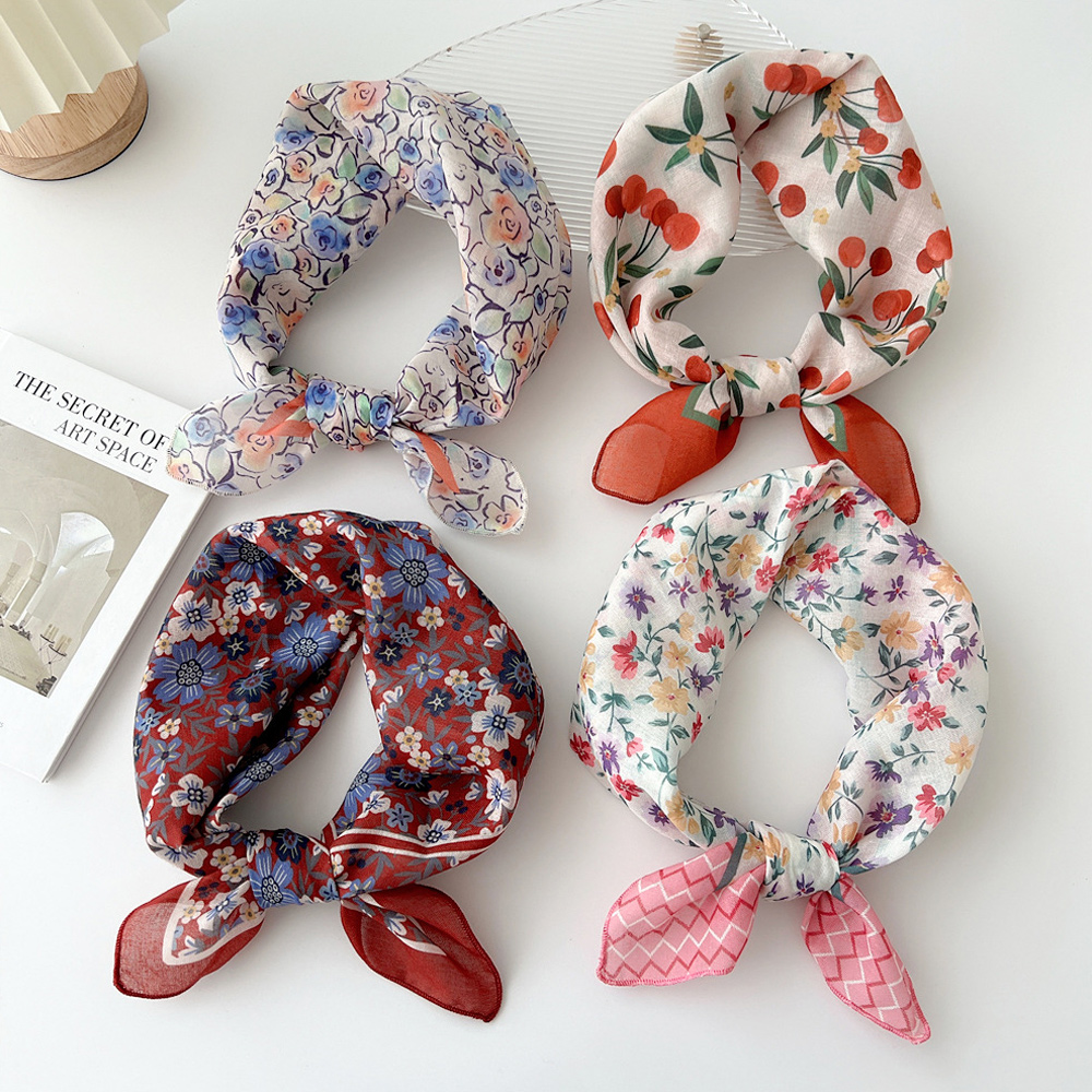 Châle Carré en Coton et Lin pour Femme, Écharpe Douce, Hijabs, Bandanas, Protection Solaire, Foulard de Tête, 55cm