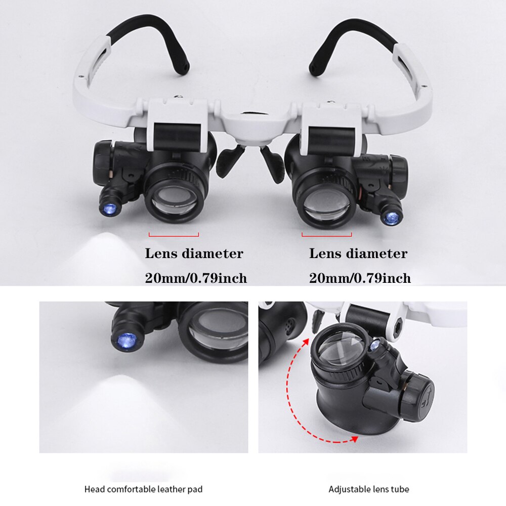 Jeweler Watchmaker With Led Light Magnifying Glass 8x 15x 23x Headband Magnifier Glasses Reading Led Magnifying Glass Glasses