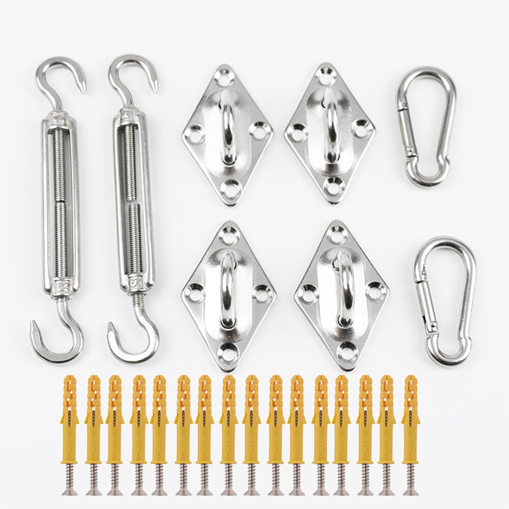Sun Shelter Shade Sail Hardware Kit Awning Canopy Accessories 304 Stainless Steel Carabiner Clip Hook Screws Tent Tarp Accessory