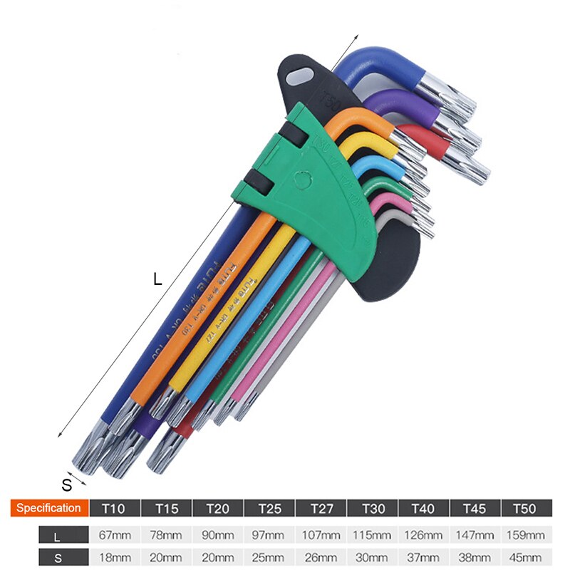9pcs Screwdriver Hex Allen Wrench Set Colour Coding Wear-resisting Anticorrosion Allen Key Sets Hexagon Torx Star Spanner: Set 3