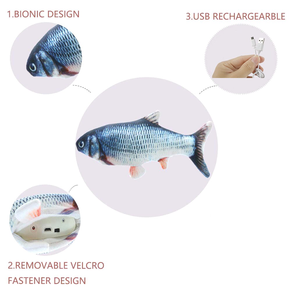 Simulación eléctrica peces bailando saltando moviéndose disquete suministra productos para mascotas gato accesorios juguete 3D de pescado