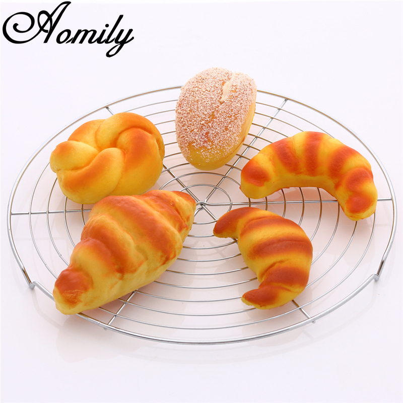 Amoliy 32.4cm Nonstick Cake Cooling Rack Round Baking Cooling Grid Cookies Biscuits Bread Tray Stainless Steel Wire Tray Baking