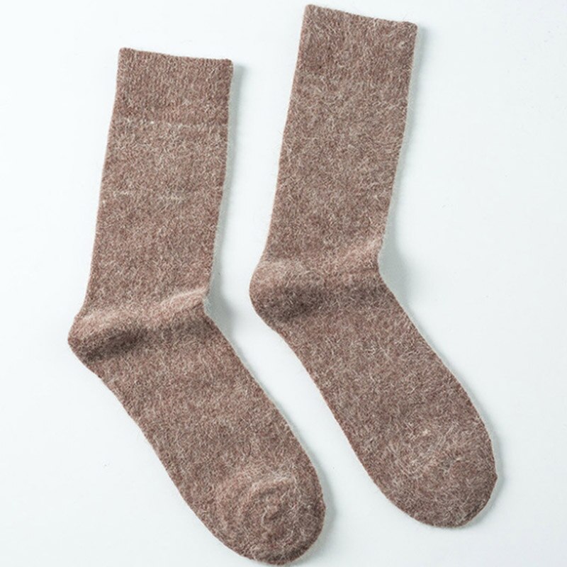 Dikke angola konijnen- en merinowol sokken 3 paar/partij herensokken klassieke zakelijke winter lange sokken: Koffie