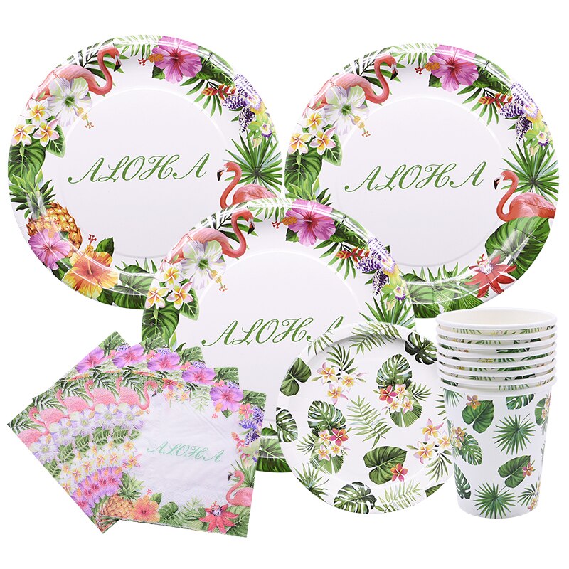 Sommer Party Einweg Geschirr Set Palm Blätter Papier Teller Tassen Servietten für Hawaii Strand Party Dekoration Hochzeit Liefert