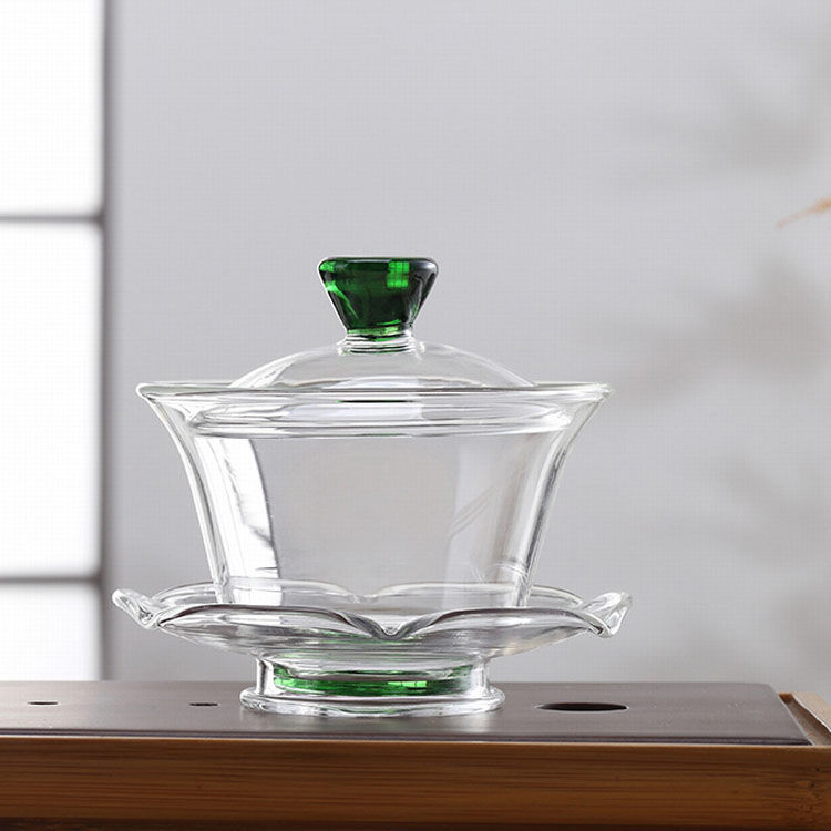 Heat Resistant Glass Tea Tureen Transparent Bowl Cup Dish Set Household Teaware