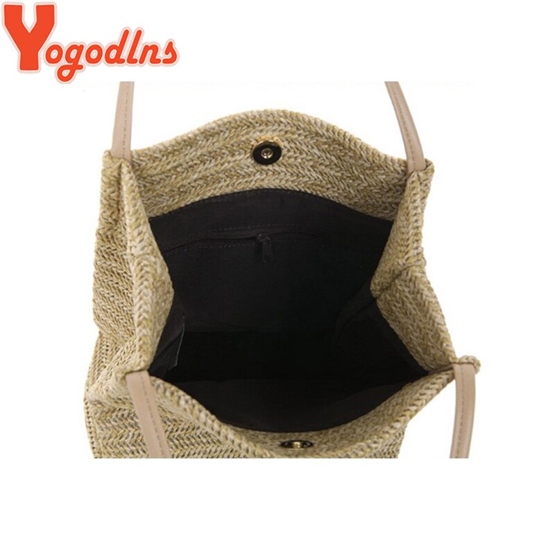 Yogodlns – sacs de plage en paille pour femmes, sac seau tissé en lin, grands sacs à main décontractés, fourre-tout tricoté en rotin, sac à bandoulière