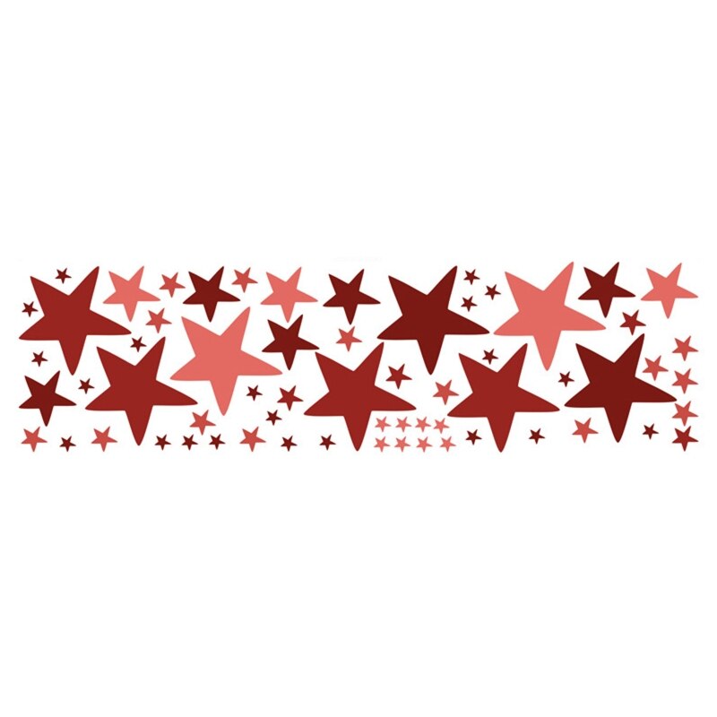 Colorful Stars Wall Stickers PVC Self-adhesive Removable Waterproof Wallpaper R66B: Red