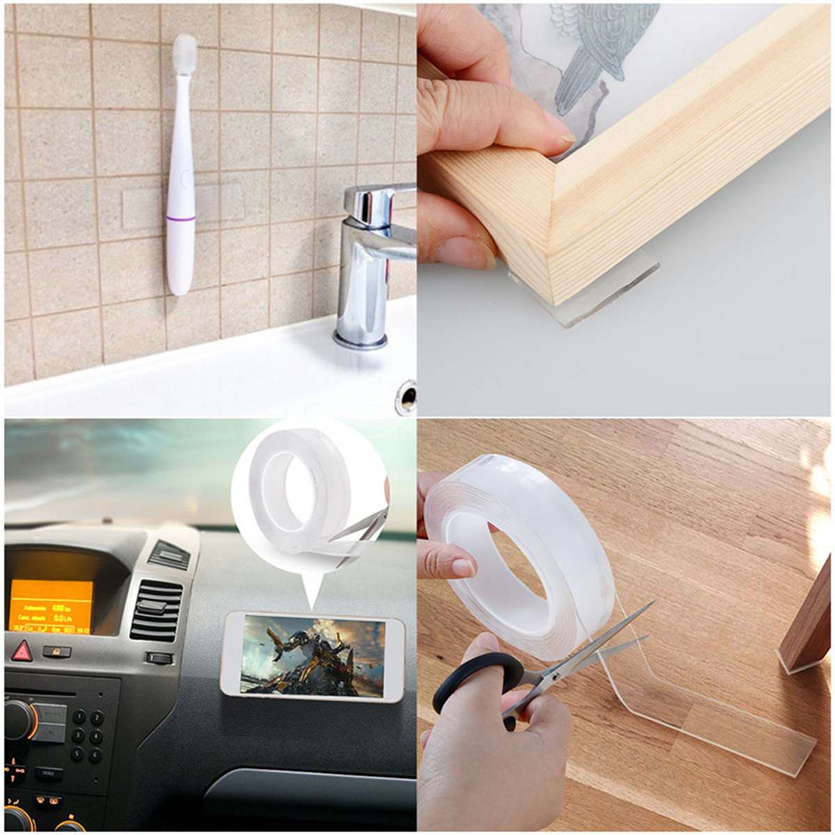 1 Roll Herbruikbare Transparante dubbelzijdige Tape Kan Wasbaar Vaststelling Geen Spoor Gel dubbelzijdige Tape Auto Thuis DIY
