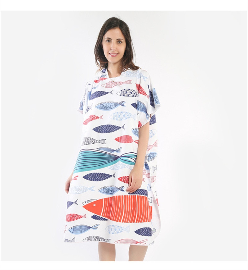 Quick Drying Changing Robe Beach Towel Outdoor Sports Hooded Bath Towel Poncho Soft Beach Swimming Towels Cloak