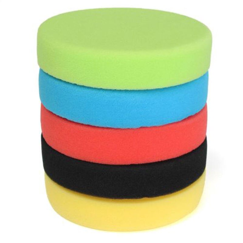 Almohadillas de pulido, Kit de limpieza, accesorios, disco redondo, esponja plana para pulir el coche, juego de esponja para pulir el vidrio de 5 pulgadas que detalla la encerar