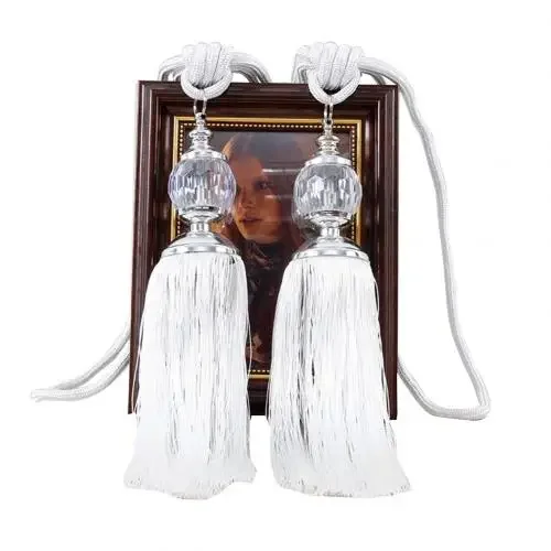 1Pc Tassel Hanging Pendant Decorative Curtains Accessories Key Tassels For Curtain Tieback DIY Craft Tassel Fringe: WHITE