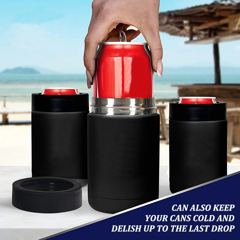 Double Wall Vacuum Insulated Bottle Cola Vacuum Flask 12oz Drink Can Bottle Holder 3 in 1 Stainless Steel Beer Tank with Opener