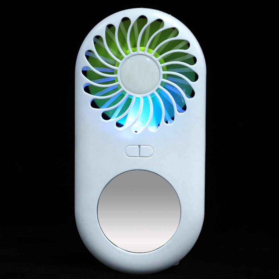 Portable Hand-Held Electric Fan USB Rechargeable Cooling Fan 3-speed wind speed adjustment with Mini Cosmetic Mirror
