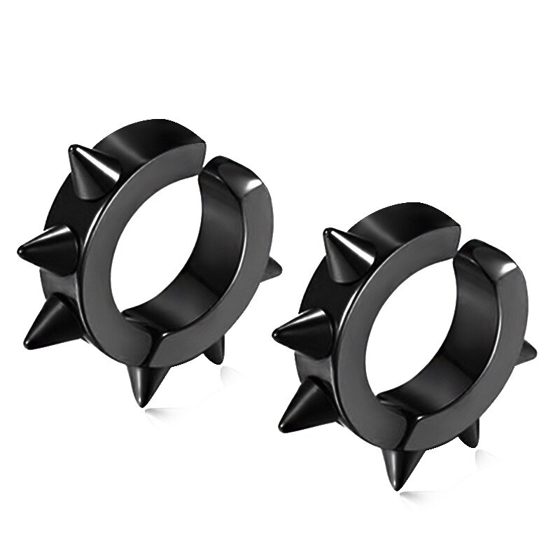 Huggie-pendientes de aro de acero inoxidable para hombre y mujer, aretes, tachuelas, remache de punta, góticos, accesorios, , joyería