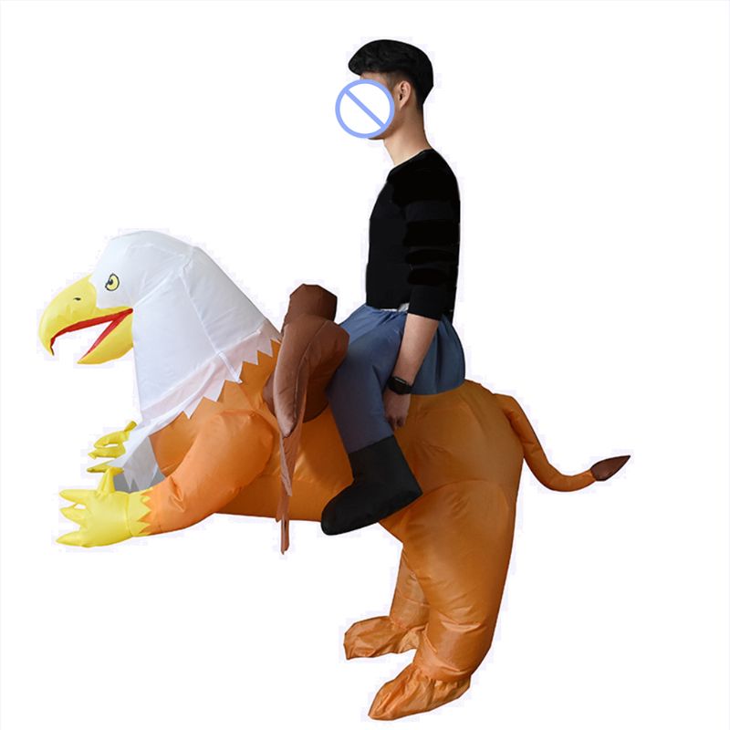 OOTDTY 3D Riding Inflatable Animal Costume Adults Funny Blow up Outfit Halloween Cosplay Fancy Dress Clothing