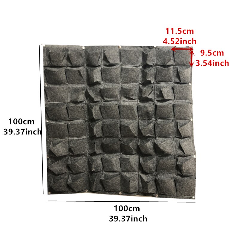 25/36/49 Zakken Opknoping Grijs Grow Bag Planter Verticale Tuin Groente Living Garden Bag Planter Groeiende Zakken Bloemen Supply: 64 grid gray