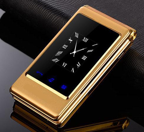 Flip Touch Screen Dual Screen Telefoon A15 Dual Sim Goedkope Senior Mobiele Telefoon Oudere Clamshell: add 2G TF card / gold