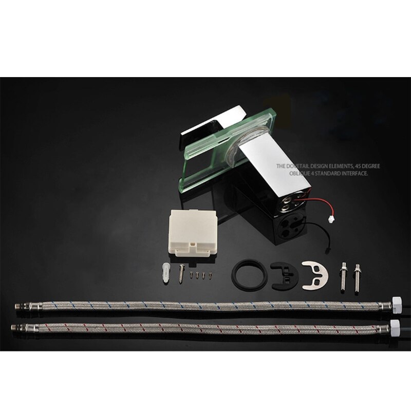 LED Basin Faucet Brass Waterfall Temperature Colors Change Bathroom Mixer Tap Deck Mounted Wash Sink Glass Taps