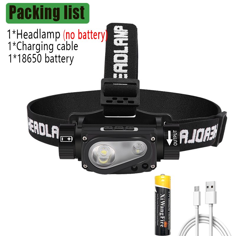 XHP50 LED Scheinwerfer Sensor Scheinwerfer Taschenlampe 18650 USB Aufladbare draussen Kopf Lampe Taschenlampe 10 Beleuchtung Modi Arbeit Licht: package B