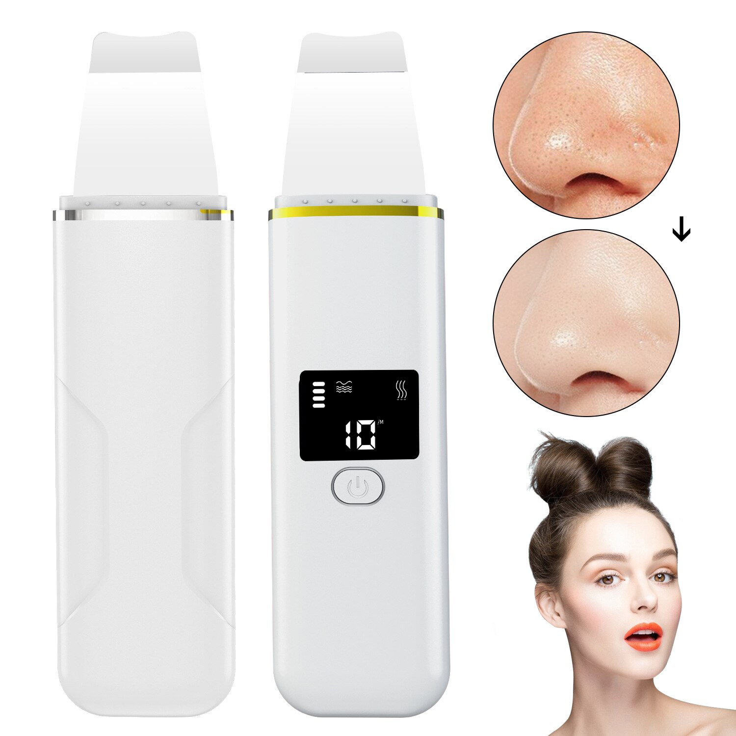 Ultrasonic Facial Skin Scrubber Ion Deep Face Cleaning Charging Skin Care Device Face Lifting Peeling Extractor