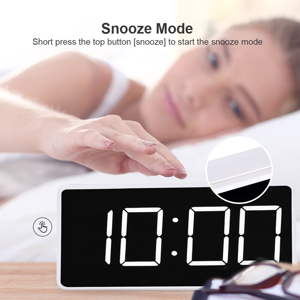 LED Digital Alarm Clocks With Snooze Digital Temp Time Music Dual Clock With USB Charger Large Digit Display Brightness Dimmer