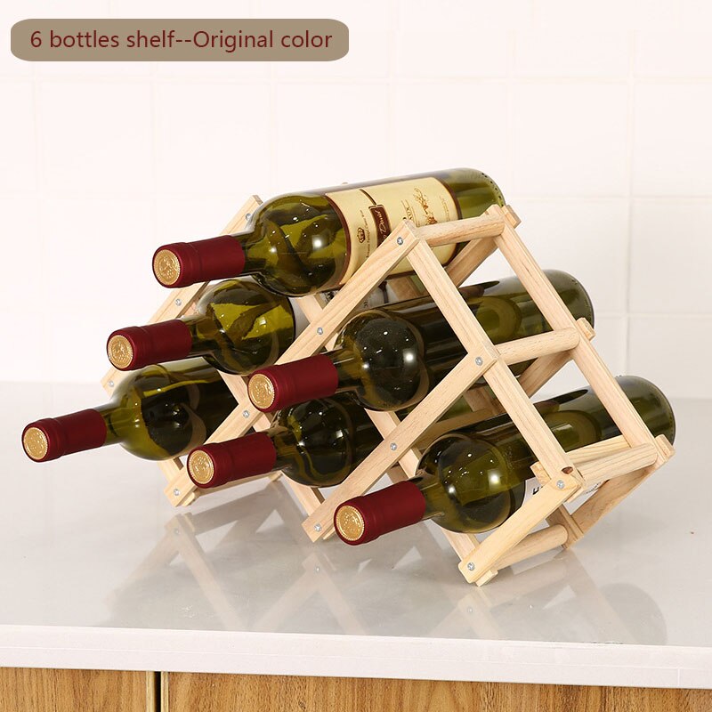 Collapsible Wooden Wine racks bottle cabinet stand Holders wood shelf organizer storage for retro display cabinet: 6 bottles-Original