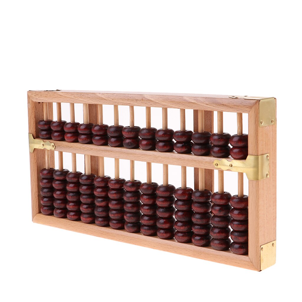 Chinese Abacus Math Calculation Tools Ancient Calculator Wood 13 Rows Abaci Counting for Elementary Schools: Wood